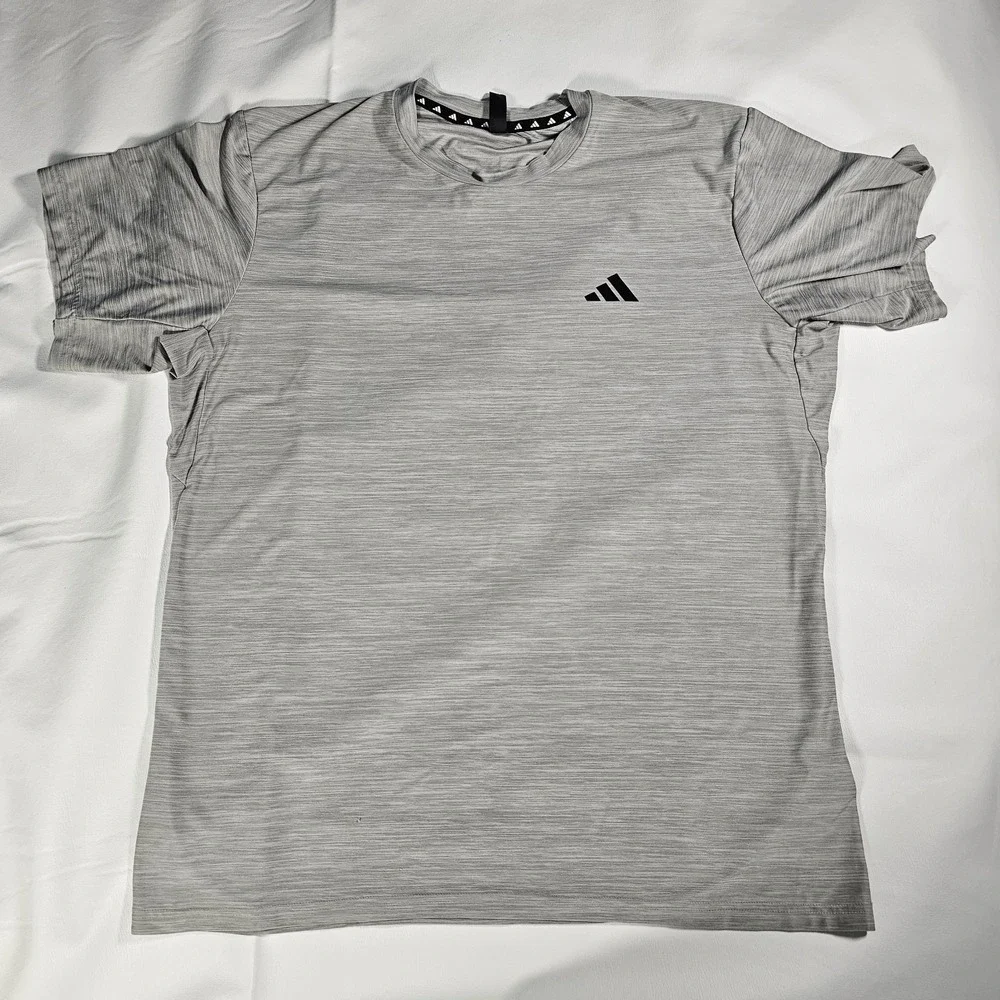 Adidas AeroReady Gray Athletic T‎ Shirt Mens Large Short Sleeve Logo
